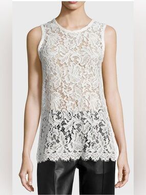 IRO Helena Sleeveless Lace Tunic Top in Ecru - Size 38 (US 6)